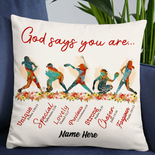 Personalized God Says You Are Softball Pillow