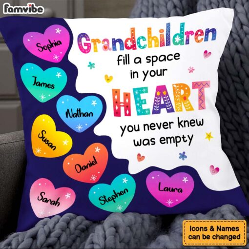 Personalized Grandchildren Fill Grandma Heart Pillow