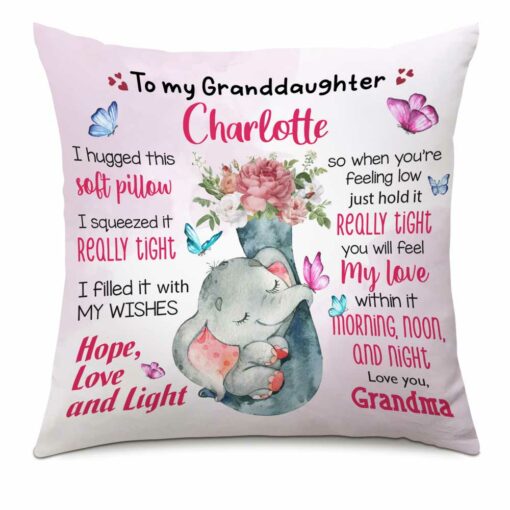 Personalized Granddaughter Baby Elephant Hug This Pillow