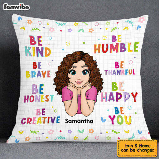 Personalized Granddaughter Be Kind Be Brave be Honest Colorful Inspirational Pillow