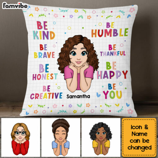 Personalized Granddaughter Be Kind Be Brave be Honest Colorful Inspirational Pillow