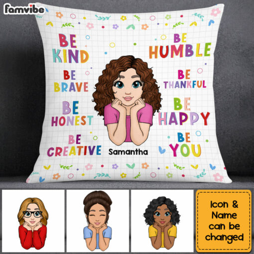 Personalized Granddaughter Be Kind Be Brave be Honest Colorful Inspirational Pillow