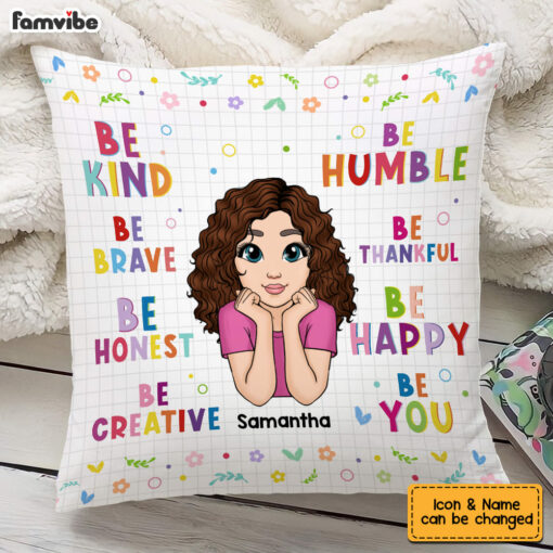 Personalized Granddaughter Be Kind Be Brave be Honest Colorful Inspirational Pillow