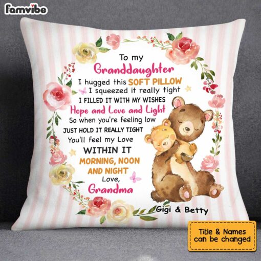 Personalized Granddaughter Bear Pillow