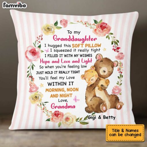 Personalized Granddaughter Bear Pillow