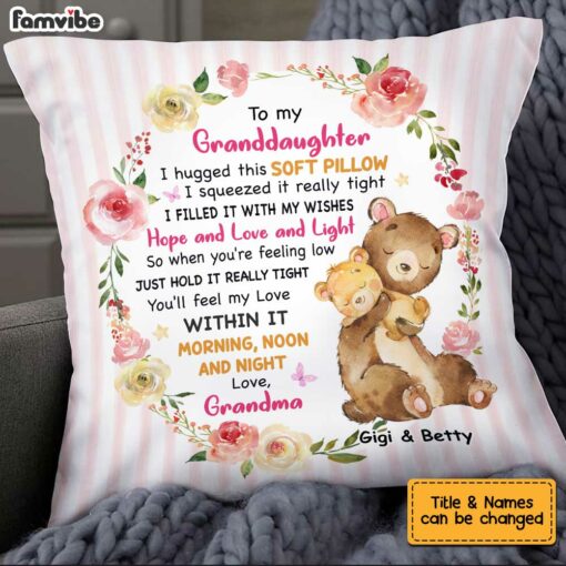 Personalized Granddaughter Bear Pillow