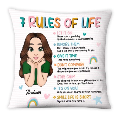 Personalized Granddaughter Daughter 7 Rules of Life Reminders Pillow