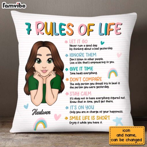 Personalized Granddaughter Daughter 7 Rules of Life Reminders Pillow