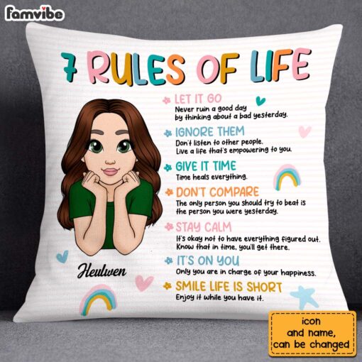 Personalized Granddaughter Daughter 7 Rules of Life Reminders Pillow