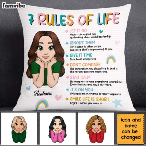 Personalized Granddaughter Daughter 7 Rules of Life Reminders Pillow