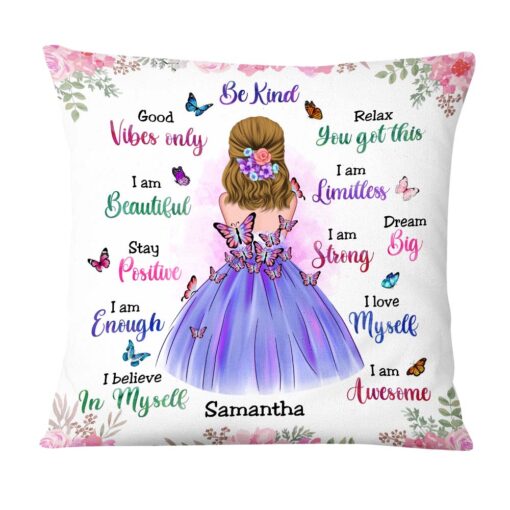 Personalized Granddaughter Daughter Be Kind Motivational Quotes Butterfly Pillow