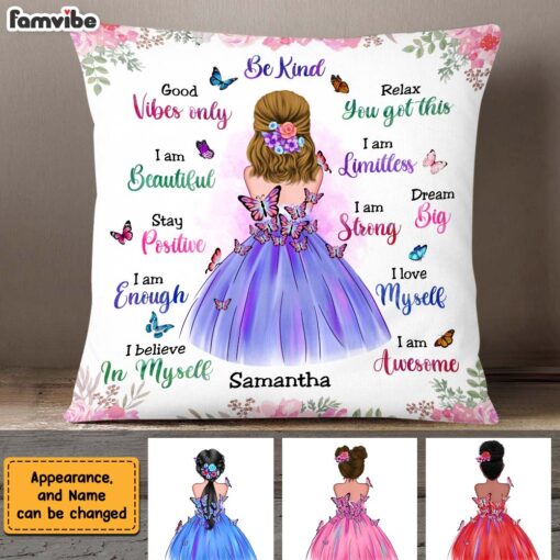 Personalized Granddaughter Daughter Be Kind Motivational Quotes Butterfly Pillow