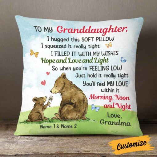 Personalized Granddaughter Daughter Grandson Son Hug This Pillow