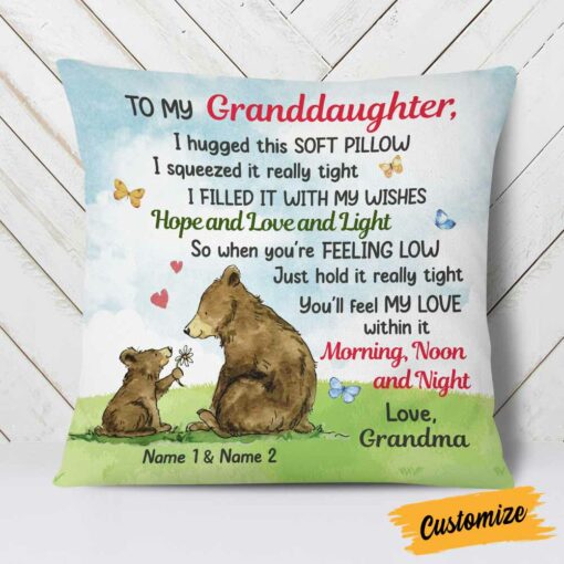 Personalized Granddaughter Daughter Grandson Son Hug This Pillow