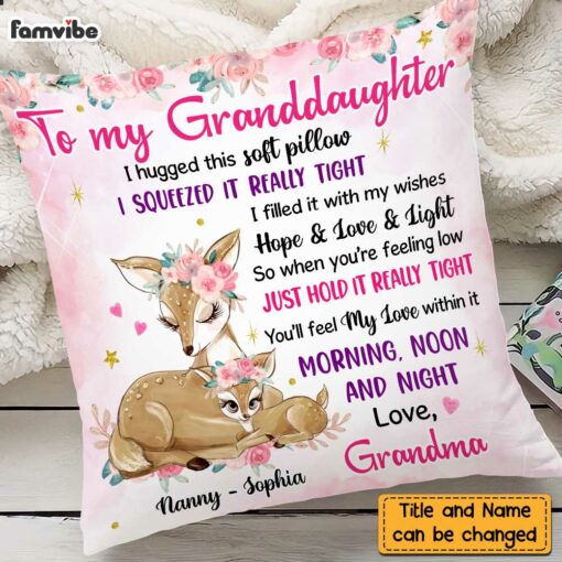 Personalized Granddaughter Deer Hug This Pillow