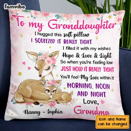 Personalized Granddaughter Deer Hug This Pillow