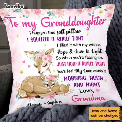 Personalized Granddaughter Deer Hug This Pillow