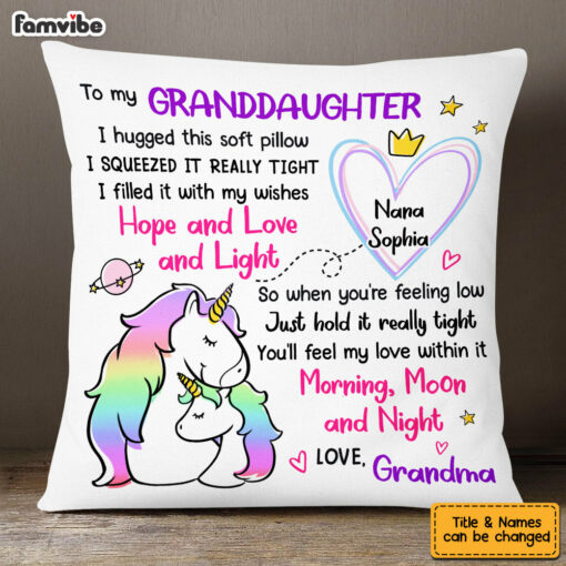 Personalized Granddaughter Drawing Hug This Pillow