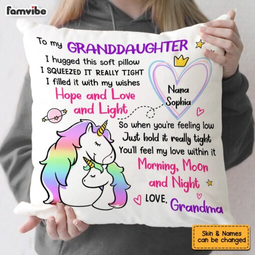 Personalized Granddaughter Drawing Hug This Pillow