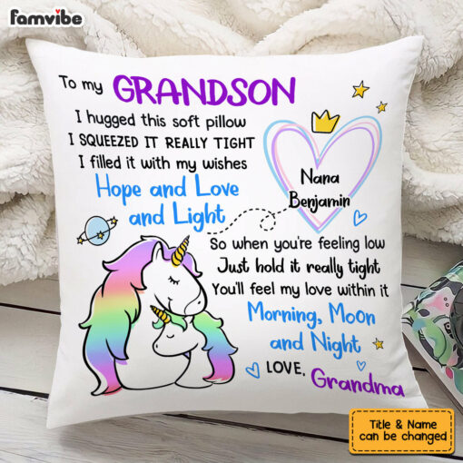 Personalized Granddaughter Drawing Hug This Pillow