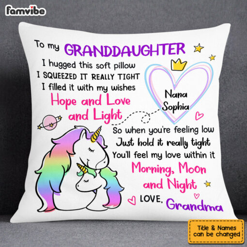 Personalized Granddaughter Drawing Hug This Pillow