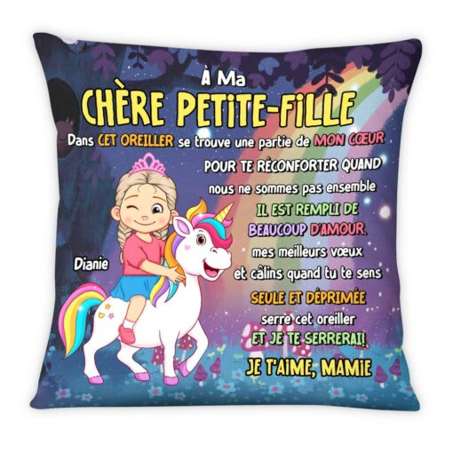 Personalized Granddaughter French Gift Ma Ch�re Petite-Fille Unicorn Kid Pillow