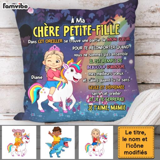 Personalized Granddaughter French Gift Ma Ch�re Petite-Fille Unicorn Kid Pillow