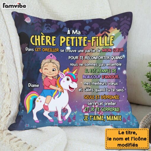 Personalized Granddaughter French Gift Ma Ch�re Petite-Fille Unicorn Kid Pillow