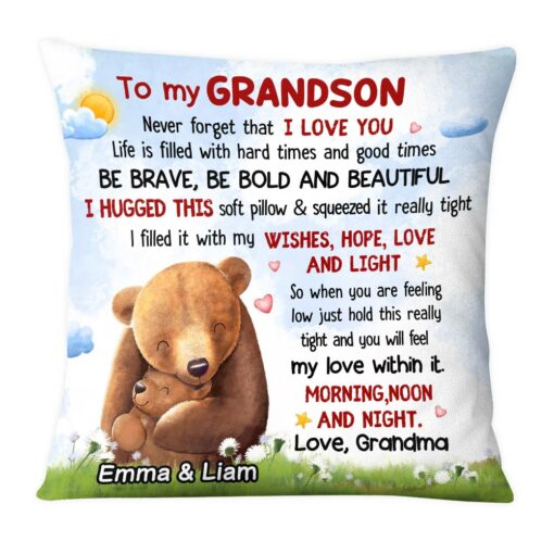 Personalized Granddaughter Grandson Bear Hug This Pillow