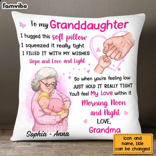 Personalized Granddaughter Hand Bump Hug This Pillow