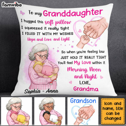 Personalized Granddaughter Hand Bump Hug This Pillow