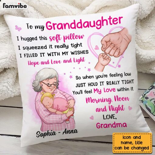 Personalized Granddaughter Hand Bump Hug This Pillow