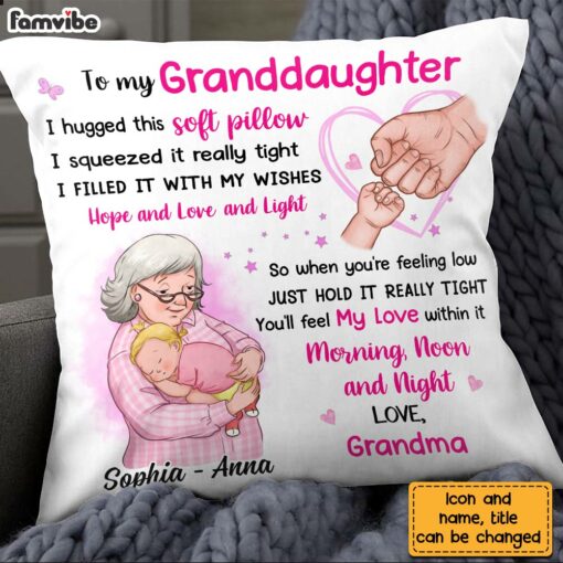 Personalized Granddaughter Hand Bump Hug This Pillow