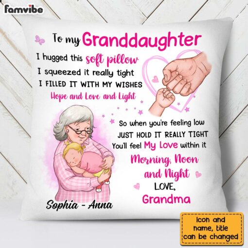 Personalized Granddaughter Hand Bump Hug This Pillow