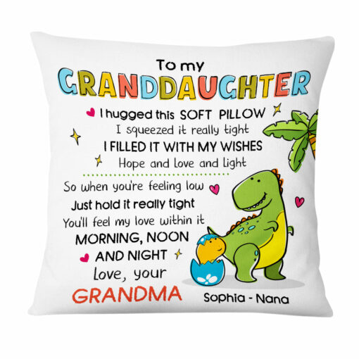 Personalized Granddaughter Hug This Dinosaur Drawing Pillow