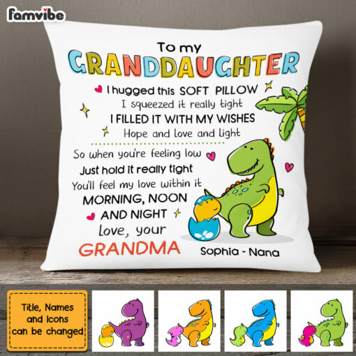 Personalized Granddaughter Hug This Dinosaur Drawing Pillow