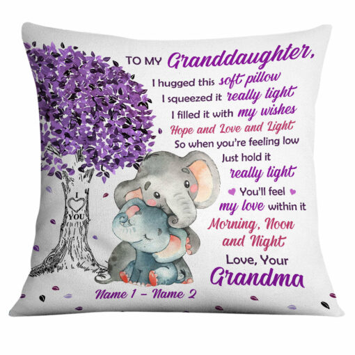 Personalized Granddaughter Hug This Elephant Pillow