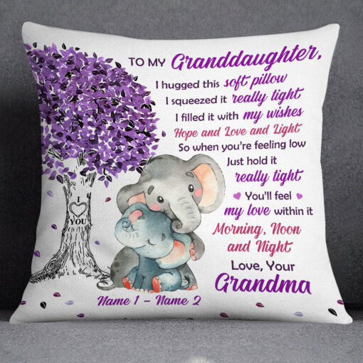 Personalized Granddaughter Hug This Elephant Pillow