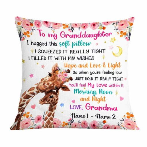 Personalized Granddaughter Hug This Giraffe Pillow