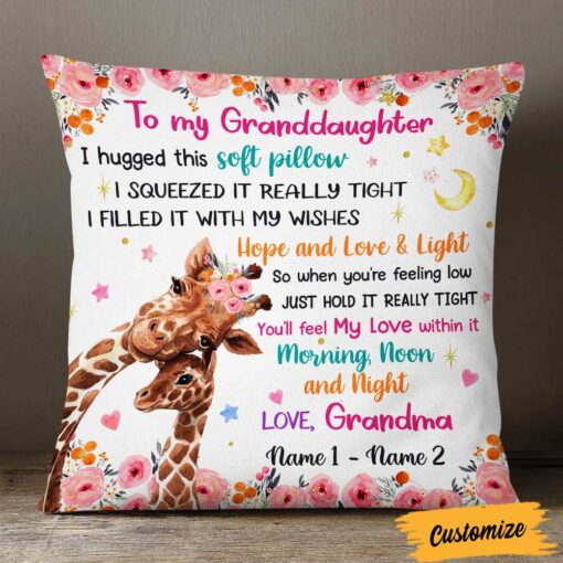 Personalized Granddaughter Hug This Giraffe Pillow