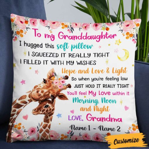 Personalized Granddaughter Hug This Giraffe Pillow