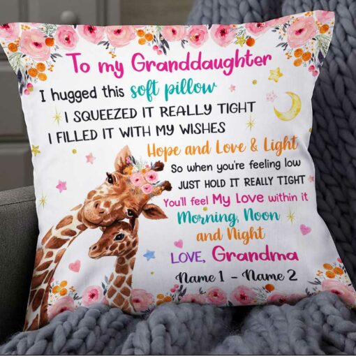 Personalized Granddaughter Hug This Giraffe Pillow