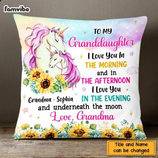 Personalized Granddaughter Hug This Unicorn Pillow