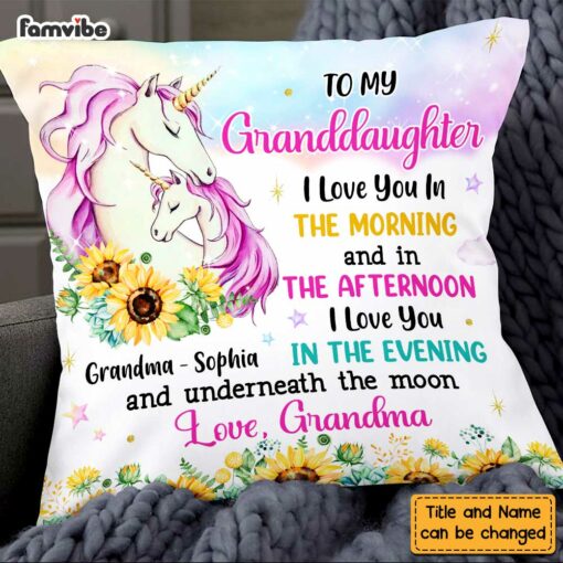 Personalized Granddaughter Hug This Unicorn Pillow