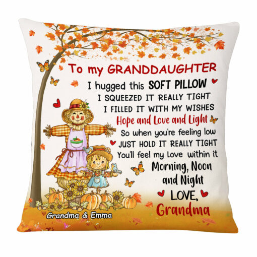 Personalized Granddaughter I Hug This Pillow Pumpkin Fall Season