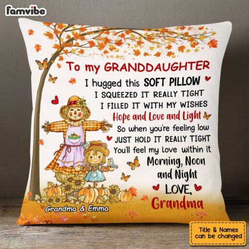 Personalized Granddaughter I Hug This Pillow Pumpkin Fall Season