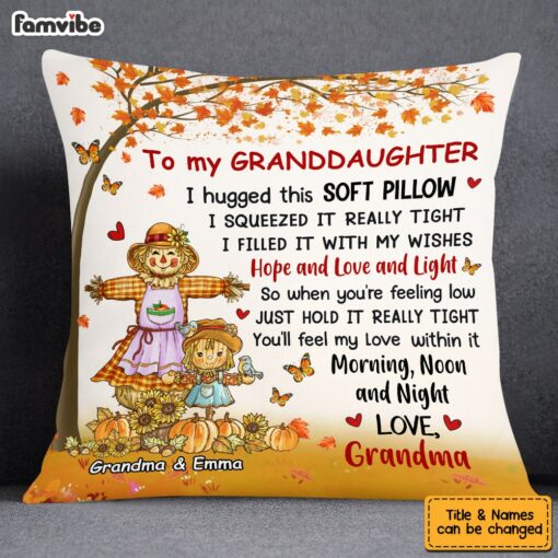 Personalized Granddaughter I Hug This Pillow Pumpkin Fall Season