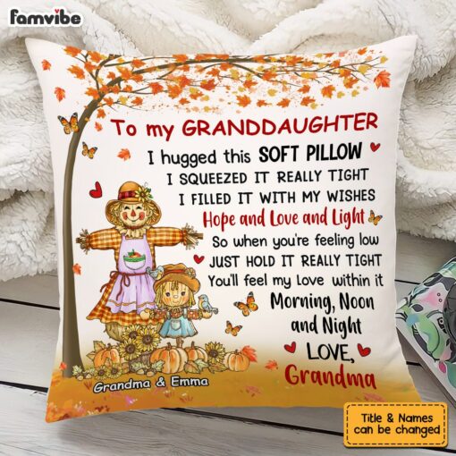 Personalized Granddaughter I Hug This Pillow Pumpkin Fall Season