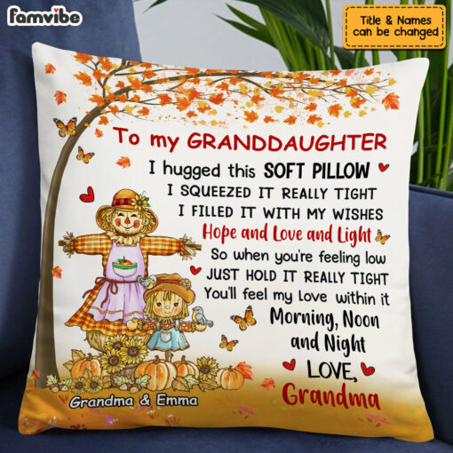 Personalized Granddaughter I Hug This Pillow Pumpkin Fall Season