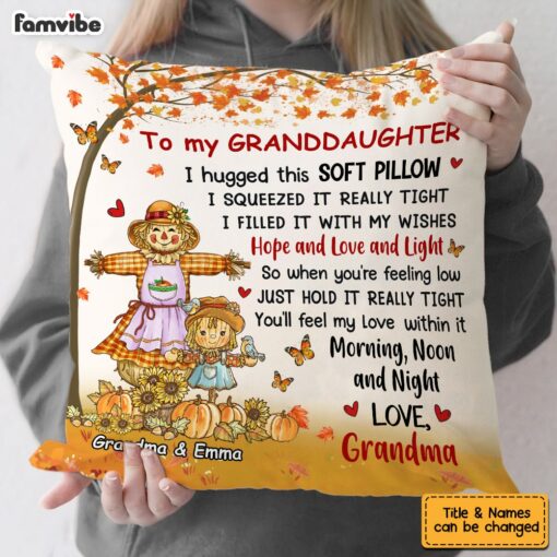 Personalized Granddaughter I Hug This Pillow Pumpkin Fall Season